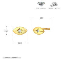 wholesale 925 Sterling Silver Evil Eye Ear Studs Earrings for women-925 silver gold plated 925 silver