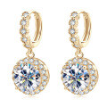 S925 Sterling Silver 3-Carat D Color Moissanite Luxury Halo Stud Earrings-0-3