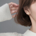 wholesale S925 silver Korean-style diamond-inlaid whale tail double-layer earrings for one ear piercing G7499-0-3
