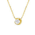 wholesale 9K gold Japanese minimalist niche gentle style moon encircling design white topaz necklace-0-0