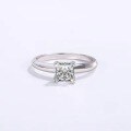wholesale S925 Sterling Silver Moissanite Princess Cut Square Shaped Minimalist Small Opening Ring for Women Girlfriend Birthday Gift-0-4