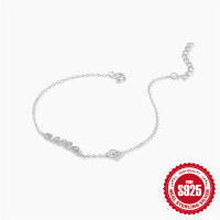 wholesale 925 Sterling Silver New MaMa Letter Bracelet for Women, Mother's Day Gift, Diamond Accented-Platinum 925 silver