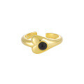 wholesale S925 sterling silver 903 black agate heart-shaped ring for women, minimalist ins,, high-end silver ring-0-6
