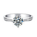 wholesale 925 Sterling Silver Live Broadcast Moissanite Ring Classic Four-Prong Moissanite Engagement Ring Wedding Ring Korean and Japanese Style Women's Ring-0-0