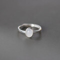 wholesale S925 Sterling Silver Nalan Simple Oval Geometric Synthetic Chalcedony Fashion Adjustable Ring R02273-0-1