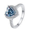 wholesale S925 Sterling Silver 1-Carat Heart-Shaped Moissanite Ring for Women, High-End Sense Jewelry Silver Accessories-0-8