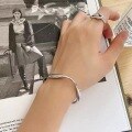 wholesale S925 Sterling Silver Women's Solid Irregular Fashionable and Unique Silver Bracelet Light Luxury Temperament Minimalist Style Bangle-0-2
