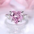 wholesale S925 Silver Heart-Shaped High-Carbon Powder Ring with Simulated Diamond Accents and Pink Diamond Group Setting-0-0