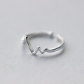 wholesale S925 Silver Heartbeat Ring, Love ECG Ring, Wave Adjustable Opening Viral Ring J0460-0-2