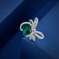 wholesale Metal material first, 235 carat rectangle 8*10 synthetic emerald ring bow tie fresh style 5-9# available-0-1