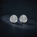wholesale S925 silver plated with 18k gold new Cartier-style round full Moissanite stud earrings for women-0-1