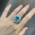 wholesale 925 Sterling Silver Lab-Grown Paraiba Ring, a Trendy and Minimalist High-End Women's Jewelry Piece Selling Hot on Xiaohongshu-0-4