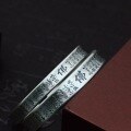 wholesale 999 Silver Ancient Style Prajna Heart Open-Ended Bracelet, Pure Silver Retro Buddha Character Men's Bracelet Accessory-0-5