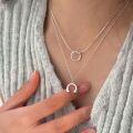 wholesale S925 Sterling Silver OU-shaped Double Layer Necklace for Women, Small and Fashionable, Minimalist Luxury, Cold-toned Style, Collarbone Chain, High-end Feel, Japanese and Korean-0-0