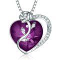 wholesale 925 Sterling Silver Rose Heart Necklace with High-End Swarovski Gemstone Ruby Pendant for Women-0-13