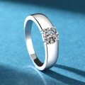S925 Sterling Silver Moissanite Ring, 1 Carat Proposal, White Gold Plated, Men's 05 Carat-0-2