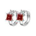 wholesale S925 Sterling Silver Princess Cut Moissanite Women's Ear Clips Colorful Silver Jewelry Earrings-0-8