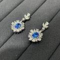 Silver-plated 18K Gold Lab-Created Colored Gemstone 1ct Cushion Earrings-0-6