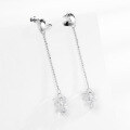 wholesale S925 Sterling Silver Korean Minimalist Heart Earrings Women Small Design Long Tassel Elegant Ear Studs Versatile Ear Accessories-0-2