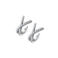 wholesale S925 Sterling Silver Ear Clips for Women, Korean Style Sweet and Fresh Cross Diamond-Encrusted Letter X Earrings for Non-Pierced Ears G5564-0-4