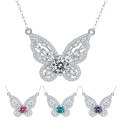 wholesale S925 Sterling Silver 1ct Moissanite Butterfly Pendant Necklace with Full Diamond Accents, Unique Design for Cross-Border Hot Sales-0-4
