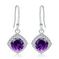 wholesale S925 Silver Light Luxury Natural Amethyst Gemstone Ear Studs Earrings, High-End Sense with Natural Gemstone Inlays-0-4