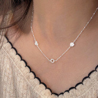 wholesale S925 Sterling Silver Bread Head Pendant Necklace for Women, Summer New Luxury Elegant Ins Trendy Collarbone Chain-Pure silver (40+5CM)