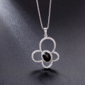 wholesale S925 Sterling Silver New Butterfly Necklace with Natural Black Garnet and Pink Topaz Pendant Sweet Gift-0-1