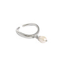 wholesale S925 Sterling Silver Korean Version INS Small Design Versatile Teardrop Rice Pearl Freshwater Pearl Open Adjustable Ring for Women-0-5