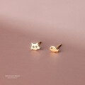wholesale 925 Sterling Silver Cat And Fish Stud Earrings For Women-0-4