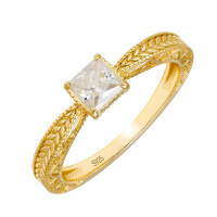 wholesale Wholesale of S925 silver plated with 14K gold geometric Moissanite rings in niche, luxury, and retro style-Moissanite Ring>Size 7