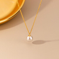 wholesale 925 Sterling Silver Elegant Single Shell Pearl Synthetic Pearl Minimalist Necklace Luxe High-end Ins Women's Choker D8435-S925 silver necklace gold>925 silver