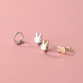 wholesale S925 Silver Adorable Mini Rabbit Stud Earrings Animal Zodiac Bunny Ear Jewelry G9125-0-1