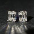 wholesale S925 Sterling Silver Emerald Cut D Color Moissanite Inverted Pyramid Stud Earrings-0-0