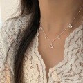 wholesale S925 Sterling Silver Korean Style Butterfly Pearl Necklace for Women, Designed with a Sense of Fashion, Elegant Floral Collarbone Chain Trendy-0-3