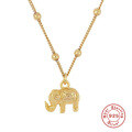 wholesale S925 Sterling Silver Ins Elephant Pendant Versatile Pearl Chain Korean Style Unique Small Necklace-0-0