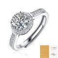 S925 Silver Moissanite Six-Claw Light Luxury Adjustable Ring-0-29