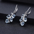 wholesale S925 sterling silver natural topaz earrings, European and American fashion blue sapphire crystal earrings, new style-0-1