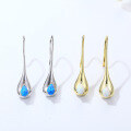 wholesale S925 metal pear-shaped fire synthetic opal earrings, synthetic opal ear studs, Amazon Wish bestseller-0-2