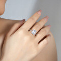 S925 Silver 4-Carat Moissanite Women's Ring, Extravagant Rectangular Emerald Cut-0-1