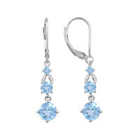 wholesale S925 Sterling Silver Inlaid with Garnet Natural Crystal Topaz Earrings, New Summer High-End Style-Natural topaz earrings