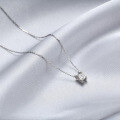 wholesale S925 Sterling Silver Moissanite Diamond Necklace for Women, Fashion Jewelry, Ins Minimalist Style Bullhead Pendant Collarbone Chain Accessory-0-1