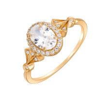 wholesale S925 Silver Plated 14K Gold White Zircon French Vintage Rococo Style Ring-White zirconium ring Mido No. 6