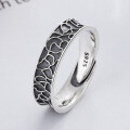 wholesale S925 Sterling Silver Korean-style Trendy Irregular Textured Vintage Adjustable Index Finger Single Ring-0-0