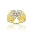 wholesale 18k Gold Plated S925 Silver Italian Retro Filigree Floral Cluster Full Moissanite Ring for Women-0-4