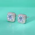 wholesale S925 Sterling Silver Micro-Paved Moissanite Stud Earrings, 1 Carat Square Classic Four-Prong-0-2