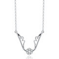 wholesale S925 silver Korean minimalist pendant necklace, Christmas gift set chain with diamond accents, fashionable and unique deer antler collarbone chain-0-4