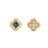 wholesale S925 Silver Plated with 14K Gold, Dunli Jewelry Summer New French Retro Floral Design London Blue Earrings-London Blue Stud Earrings 925 Silver