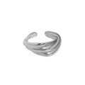wholesale S925 Sterling Silver 540 Korean Version Ins Small Design Sense Minimalist Versatile Irregular Pleated Surface Open Adjustable Ring for Women-0-5