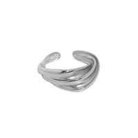wholesale S925 Sterling Silver 540 Korean Version Ins Small Design Sense Minimalist Versatile Irregular Pleated Surface Open Adjustable Ring for Women-Platinum [No. 13/Adjustable] Opening adjustable